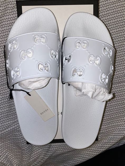 women's white gucci slides|gucci slides women's nordstrom.